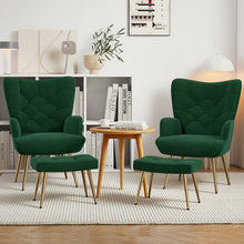 Medieval Modern Style Chairs, Velvet Upholded Armchairs With Metal Legs, Tufted Button Wing Back Side Chairs, High-back Reading Chairs, Comfortable Wide Seats, Suitable For Various Scenarios Such As Bedrooms, Living Roomsdesk Armchairs