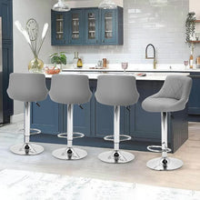 Modern Bar Stools Set Leatherette Exterior Adjustable Lift Chrome Footrest and Base for Breakfast Bar Counter Kitchen and Home Barstools