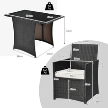 GOFLAME 3 Pieces Patio PE Wicker Set Space-saving Outdoor Conversation Set-White