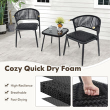 GOFLAME 3pcs Outdoor Wicker Furniture Set Rattan Chairs Set of 2 w/ Table