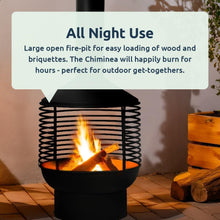 Chiminea Fireplace with Base and Cut-Out Style Chimney – Outdoor Garden Fire Pit Heater