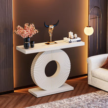 40 Inch Modern Console Table – Narrow Entryway Table with Geometric Base, Wood Accent Sofa Table for Living Room or Hallway