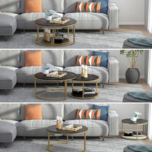 Nesting Coffee Tables Set of 2 Round Stacking Sofa Side Tables for Living Room