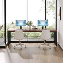 180 cm Office Desk, Desk with Heavy Duty Metal Frame, Workstation Study Desk for Home Office, Brown (Without Chair) (Brown & Black)
