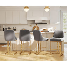 Set of 2 Velvet Bar Stools Without Arms by Wahson, Featuring a Stylish Quilted Backrest, Perfect for Kitchen Counters, Home Bars, Or Restaurants