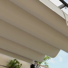 2 x 3m Lean To Pergola with Retractable Roof, Wall Mounted Garden Gazebo Outdoor Sun Shade Shelter for Patio, Khaki