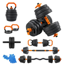 Trintion 20KG 5-in-1 Adjustable Dumbbell Set with Barbell Kettlebell - Home Gym Weights Set for Men Women Includes Resistance Bands (5-Pack), Ab Roller & Gloves - Free Weights for Full Body Workou