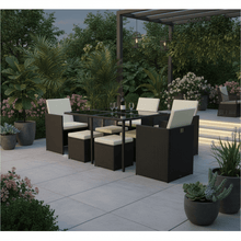 8 Seater Rattan Garden Cube Furniture Set 4 Chairs 4 Stools 1 Table Outdoor Patio