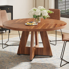 Round Dining Table Suitable for 4 People - 119.38 cm Retro Base & Engineered Wood Tabletop, Multi-Functional Kitchen Table for Dining Room, Conference Desk, Office Desk, Space-Saving for Small Homes, Assembly