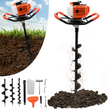 Petrol Auger Post Hole Digger - Fence Post Digger Tool for Tree Planting, Poles And Shrubs | Earth Auger Hole Borer with 3 Drill Attachments 100mm, 150mm, 200mm And Extension Pole |Gardener's Gift