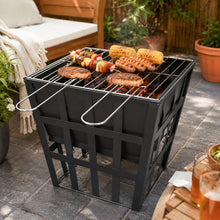 Outdoor Square Fire Pit Barbeque Traditional Log Burner Heater Portable BBQ Heat Resistant Unique Garden Patio Accessories