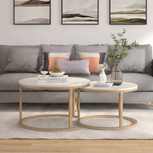 Nesting Coffee Tables Set of 2 Round Stacking Sofa Side Tables for Living Room