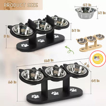 Cat and Dog Indoor Raised Feeding Bowl with Stand Elevated Cat Bowls Tilted Raised Dog Bowl with Stand 3 Dog Food Bowl Pet Feeding Set 42x16x15cm