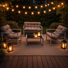 Neo 4 Piece Outdoor Patio Garden Furniture Set Cushions Metal Sofa Loveseat 2 Chairs Glass Coffee Table Balcony Backyard Conservatory