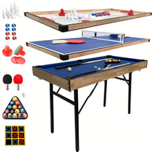 6-In-1 Multi-Game Table Folding Pool Table, Billiards, Hockey, Table Tennis, Bowling, And Shuffleboard with All Additions for Adults