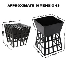 Outdoor Square Fire Pit Barbeque Traditional Log Burner Heater Portable BBQ Heat Resistant Unique Garden Patio Accessories