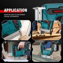 ONEVAN Cordless Nail Gun, Electric Nail Gun, with Battery And Charger, Nail Count 100pcs, 30mm Length, Diameter 1.05/1.26mm, 1st Gear Single Shot, 2nd Gear Continuous Shot, Suitable for Interior Decoration, Woodworking And Carpentry Projects
