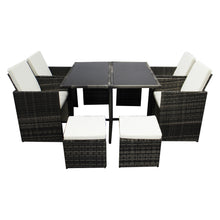 8 Seater Rattan Garden Cube Furniture Set 4 Chairs 4 Stools 1 Table Outdoor Patio