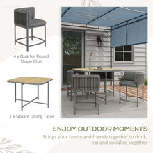 5 Pieces PE Rattan Dining Sets with Cushions, Space-saving Design Rattan Cube Garden Furniture with Stone Composite Board Top, for Indoor & Outdoor, Grey