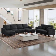 269cm U-Shaped Corduroy Sectional Sofa, Extra Deep Seat Chaise Lounge Couch, Easy Assembly Large Living Room Sofa
