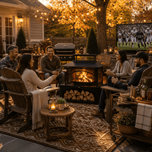 Nordivale 2 in 1 Outdoor Fireplace Fire Pit Table with Hidden Log Storage & Patio Heater, Heavy-Duty Thickened Steel Construction, Large Wood Burning Fire Pit with Log Holder for Backyard, Porch & Garden