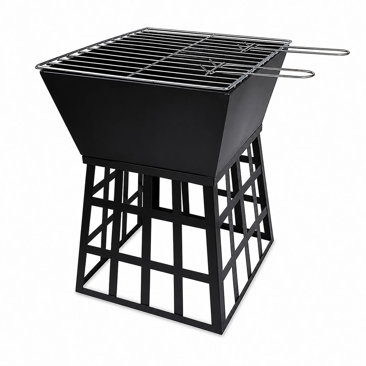 Outdoor Square Fire Pit Barbeque Traditional Log Burner Heater Portable BBQ Heat Resistant Unique Garden Patio Accessories