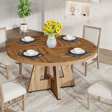 Round Dining Table Suitable for 4 People - 119.38 cm Retro Base & Engineered Wood Tabletop, Multi-Functional Kitchen Table for Dining Room, Conference Desk, Office Desk, Space-Saving for Small Homes, Assembly