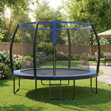 Outdoor Jumping Mat, 305 cm Diameter Trampoline with Safety Net, Ladder, Steel Frame, for Garden, Black and Blue