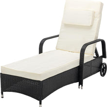 3 Pieces Rattan Sun Lounger Bed Recliner Outdoor Garden Chair & Side Table Set