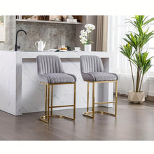 Set of 2 Velvet Bar Stools Without Arms by Wahson, Featuring a Stylish Quilted Backrest, Perfect for Kitchen Counters, Home Bars, Or Restaurants