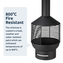 Chiminea Fireplace with Base and Cut-Out Style Chimney – Outdoor Garden Fire Pit Heater