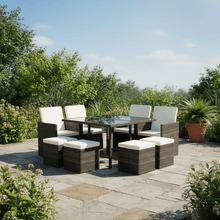 8 Seater Rattan Garden Cube Furniture Set 4 Chairs 4 Stools 1 Table Outdoor Patio