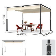 Pergola Garden Gazebo with Sliding Roof, Garden Arbours, Patio Canopy Gazebo Party Tent Metal Stable Garden Tent for Patio, Garden, Deck (Beige/Black)