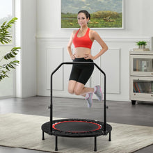 48" Foldable Fitness Trampoline, Max 550lbs (250kg), Rebounder Exercise Trampolines with Adjustable Handrail, Indoor and Outdoor Mini Trampoline for Home Workout