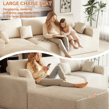 Modern Modular L-Shaped Sofa Striped Upholstered Couch Shaped Sectional Sofa Scandinavian Style Comfortable Seating for Home/Apartment