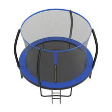 Outdoor Jumping Mat, 305 cm Diameter Trampoline with Safety Net, Ladder, Steel Frame, for Garden, Black and Blue