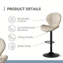 Bar Stools Set of 2, Adjustable Swivel Bar Chairs, Armless Counter Height Bar Stools for Kitchen Counter Dining Room
