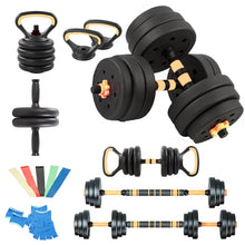 Trintion 20KG 5-in-1 Adjustable Dumbbell Set with Barbell Kettlebell - Home Gym Weights Set for Men Women Includes Resistance Bands (5-Pack), Ab Roller & Gloves - Free Weights for Full Body Workou