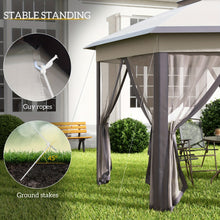 Outsunny Hexagon Garden Gazebo Pop Up Gazebo Outdoor Patio Double Roof Instant Shelter with Netting, 3 X 4M, Beige