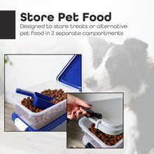 3pcs Airtight Pet Food Storage Container Set on Wheels, Dual-Compartment Dry Dog & Cat Food Dispenser with Rolling Casters and Measuring Scoop