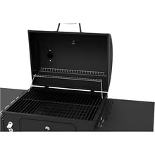 Campfire Outdoor XL Smoker Barbecue Charcoal Portable BBQ Grill, 2 Folding Side Table, Built-in Thermometer, Adjustable Charcoal Pan & Chimney, Wheels, Large Coal BBQ Smoker for Home Garden Cooking
