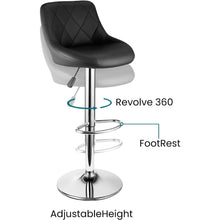 Modern Bar Stools Set Leatherette Exterior Adjustable Lift Chrome Footrest and Base for Breakfast Bar Counter Kitchen and Home Barstools