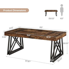 63-Inch Executive Desk, Farmhouse Office Computer Desk with Sturdy X-Shaped Legs, Large Writing Table Business Furniture Workstation for Home Office, Study (Rustic Brown & Black)