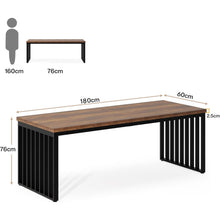 180 cm Office Desk, Desk with Heavy Duty Metal Frame, Workstation Study Desk for Home Office, Brown (Without Chair) (Brown & Black)