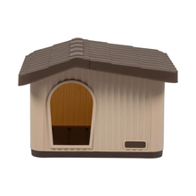 Weatherproof Plastic Pet House Indoor Outdoor Brown Dog Kennel Cat Shelter With Raised Floor & Ventilation, Durable PP Small Animal House For Rabbits Guinea Pigs, Easy Assembly (60x51x41cm)