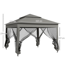 Outsunny Heavy Duty Instant Pop Up Gazebo Tent with Mesh Sidewalls & Doors, UV-Resistant High Quality Canopy, Adjustable Height, Portable Outdoor Shelter for Backyard, Camping, Parties - Easy Setup, Zippered Mesh Walls, Dark Grey (304.8x304.8x228.6cm), Te