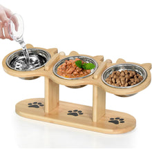 Cat and Dog Indoor Raised Feeding Bowl with Stand Elevated Cat Bowls Tilted Raised Dog Bowl with Stand 3 Dog Food Bowl Pet Feeding Set 42x16x15cm