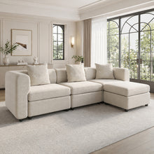 Modern Modular Sectional Sofa with Chaise Lounge - Oversized White Convertible L-Shaped or Straight Design, Plush Cushions & Neutral-Toned Durable Fabric, Easy Assembly Contemporary Living Room Furniture for Apartments & Homes, Space-Saving Modular Sofa f