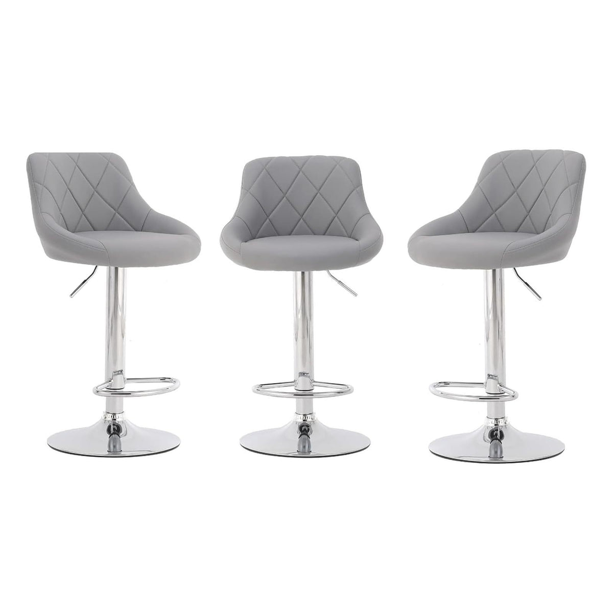 Modern Bar Stools Set Leatherette Exterior Adjustable Lift Chrome Footrest and Base for Breakfast Bar Counter Kitchen and Home Barstools