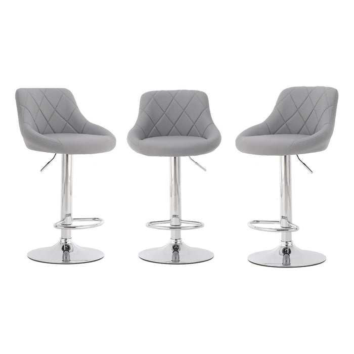 Modern Bar Stools Set Leatherette Exterior Adjustable Lift Chrome Footrest and Base for Breakfast Bar Counter Kitchen and Home Barstools